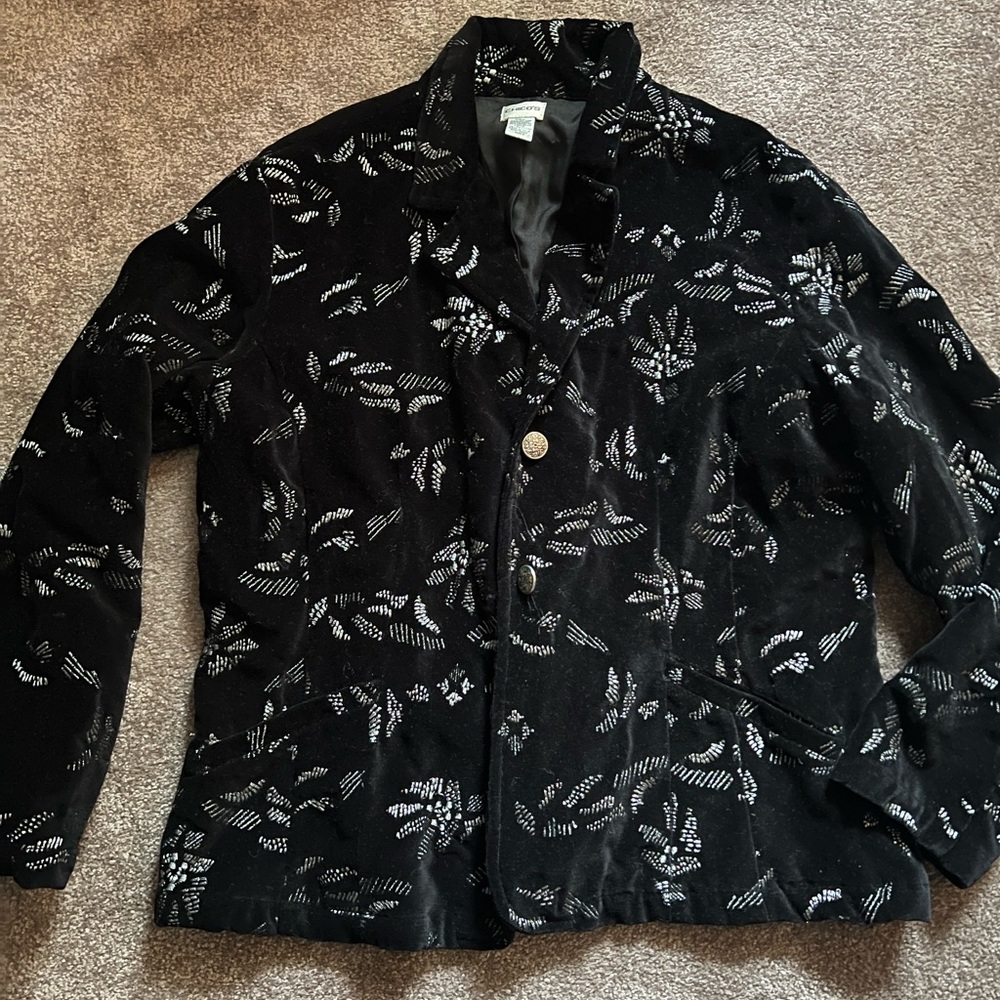Chicos Black velvet Patterned Women's Jacket